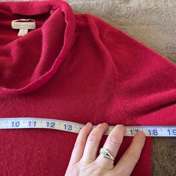 Charter Club 2-Ply 100% Cashmere Cowl Neck Red Sweater Size Medium Long Sleeve - Picture 11 of 14